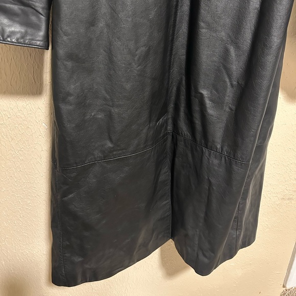 Vintage G-III Long Black Leather Trench Coat Jacket Size Medium - Picture 10 of 12